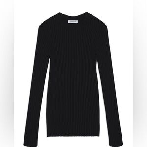 Anine Bing Black Cecily Ribbed Long Sleeve Top Size Large ** see measurements